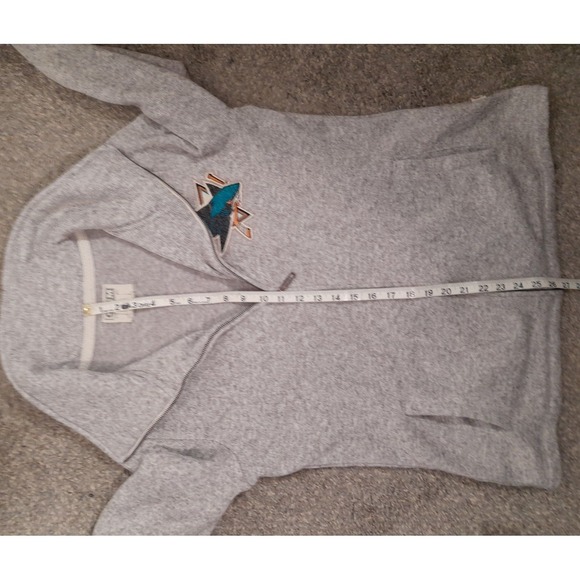 Women's CCM San Jose Sharks Gray Fleece Full Zip  Jacket Mock Neck Hockey NHL‎ L - Picture 8 of 9